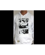 Hoodie White Retro - Hanorac cu gluga si imprimeu Poka Premium Equipment - 3