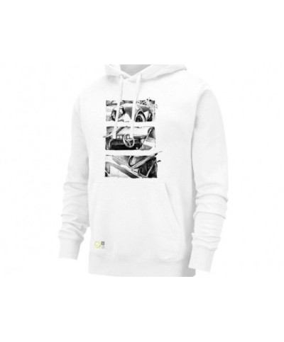 Hoodie White Retro - Hanorac cu gluga si imprimeu Poka Premium Equipment - 1